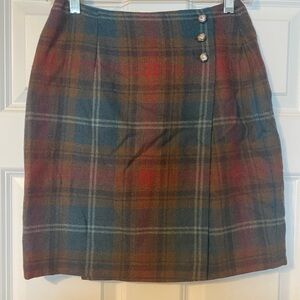 Ralph Lauren Plaid wrap skirt with EQUESTRIAN Buttons